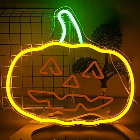 FAXFSIGN Pumpkin Neon Sign Halloween Orange Neon Light Up Signs for Wall Decor Holiday Fun Lamp Indoor Outdoor Decoration Party Garden Yard Kid Room Cover