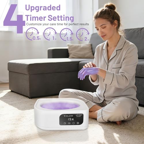 Image of Yofuly Paraffin Wax Machine for Hand and Feet, 3500ml Home Paraffin Wax Bath with Auto-Timer for Arthritis, Professional Nail Salon Paraffin Wax Warmer Nourishing and Moisturizing Kit, White