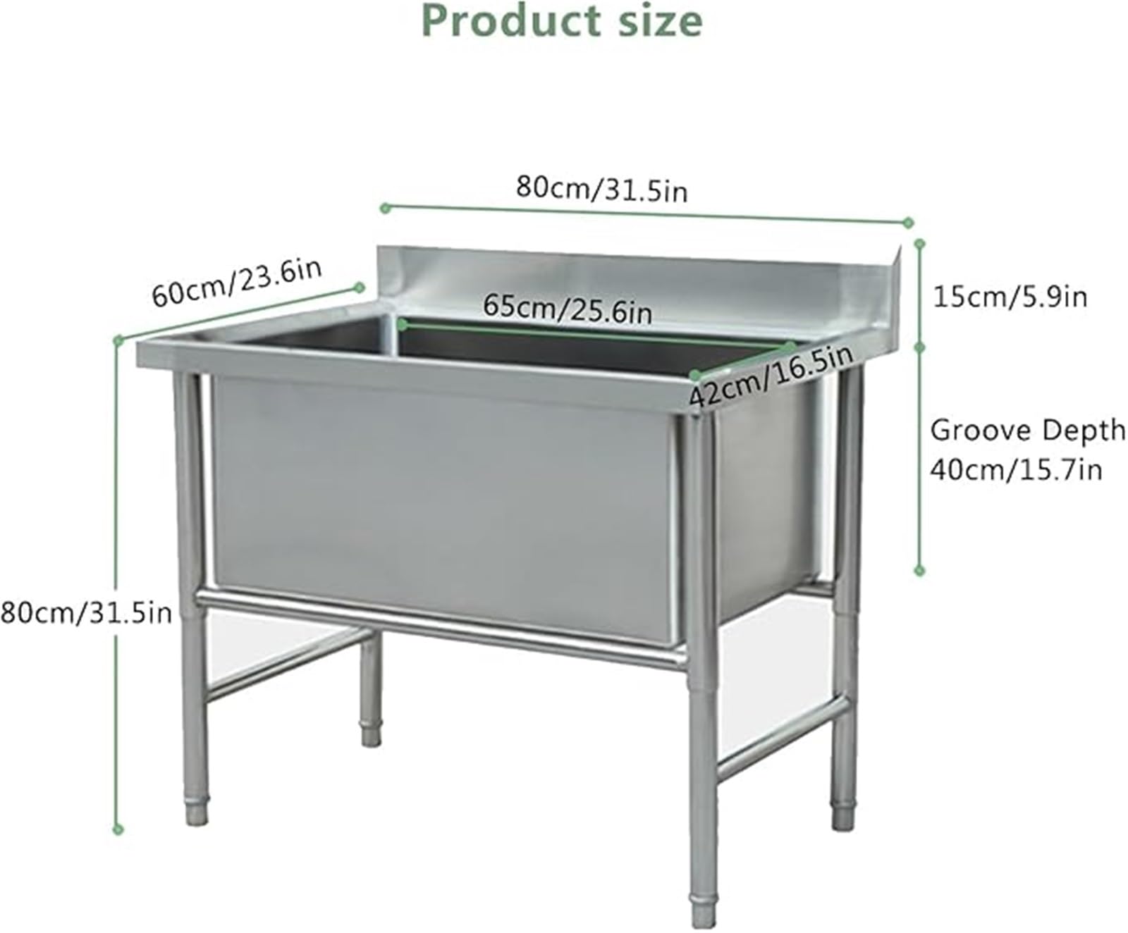 Lavello da cucina in acciaio inox, grande vasca singola per lavanderia, garage, bar, ristorante e uso esterno, lavello da cucina industriale