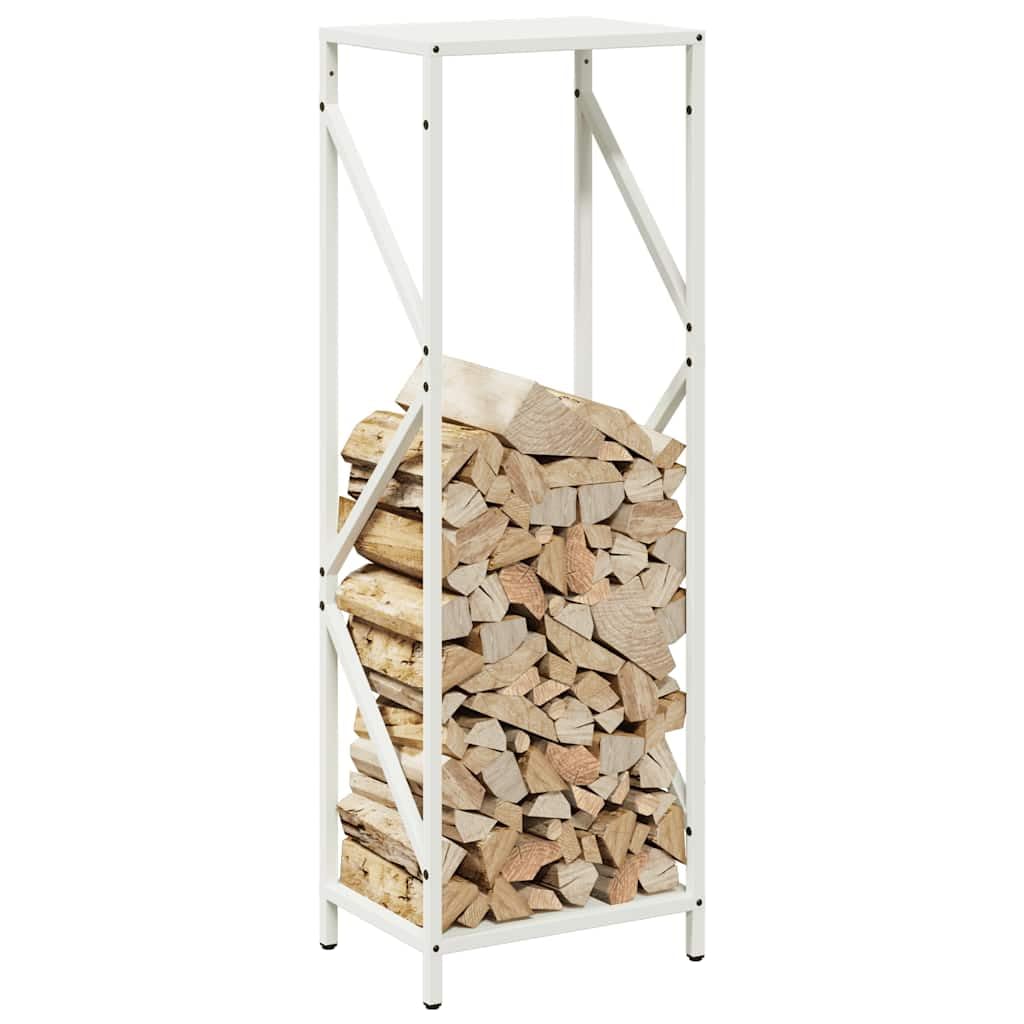 Mangloder Brennholzregal Weiß aus kaltgewalztem Stahl 34 x 25 x 100 cm, 100 kg Traglast, Feuerholz Regal für Kamin, Ofen, Feuerstelle, Indoor und Outdoor Ordnung