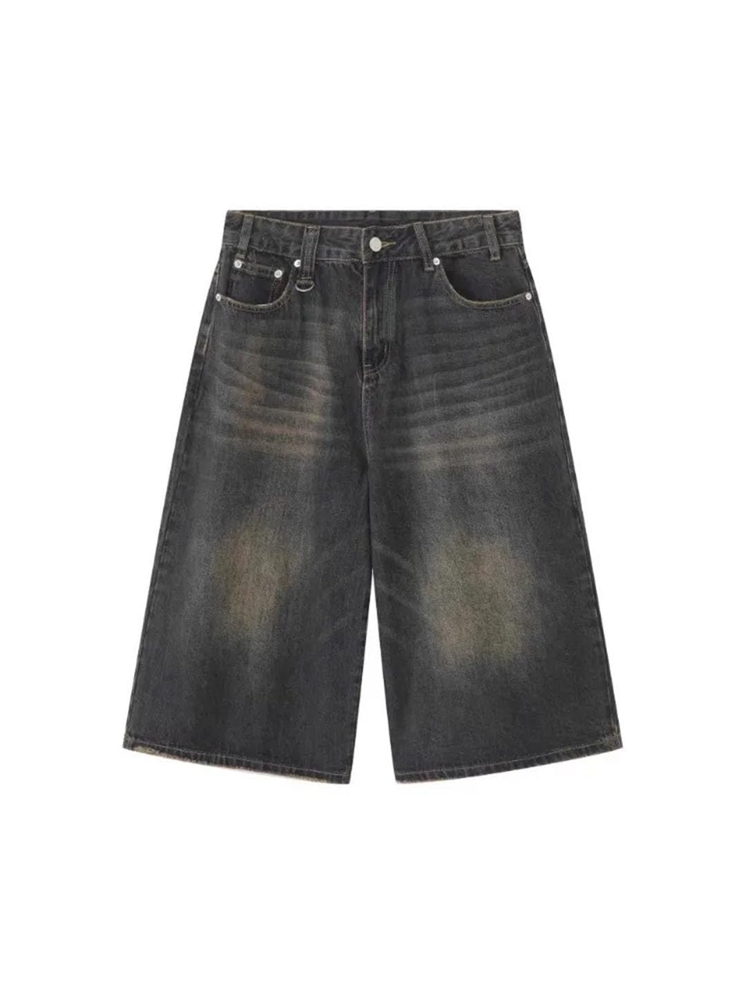 Damskie Harajuku Vintage estetyczne luźne sprane szerokie nogawki Punk Baggy Denim szorty, Niebieski retro, L