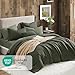 Geniospin California King Comforter Set - 7 Pieces Comforter King Size, Soft Solid Bedding Set for All Season, Textured Bed in a Bag with Sheets, Pillowcases & Shams (Dark Green,104''x96'')