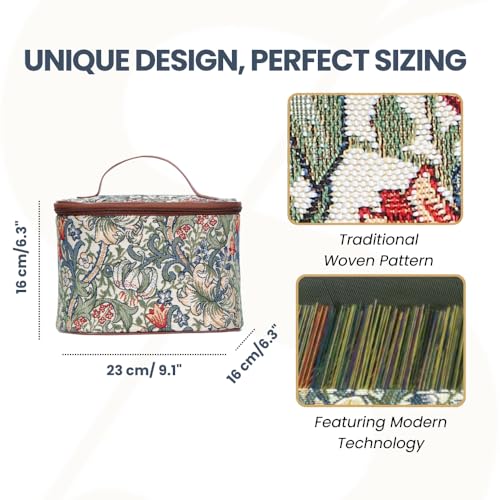 Signare Tapestry Toiletry Bag Makeup Organizer bag for Women with with William Morris Golden Lily Design (TOIL-GLILY)3