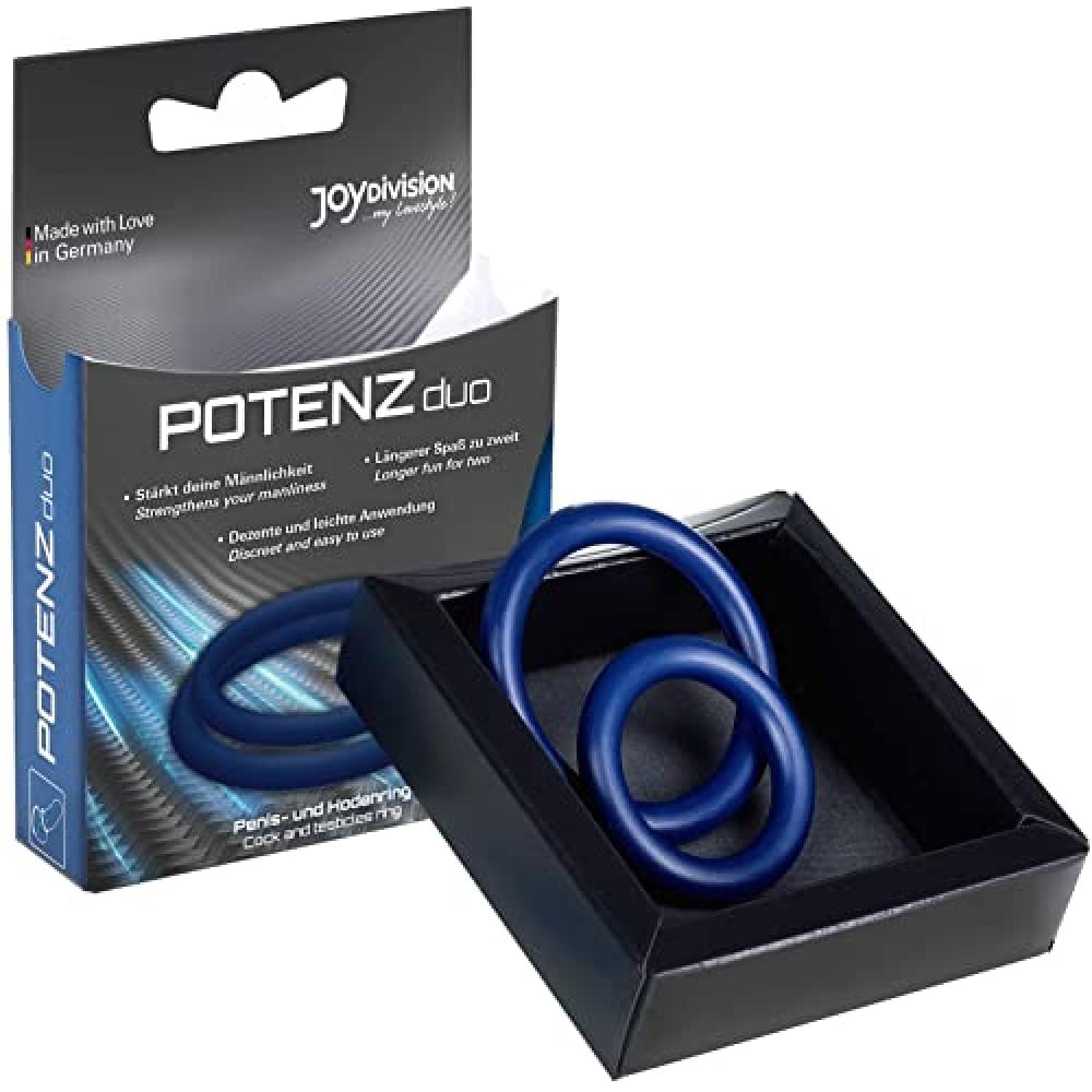 JOYDIVISION POTENZduo Blue Size L, Penis Ring Made of Medical Silicone, Potency Ring