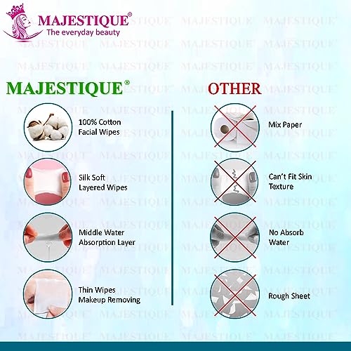 Image of Majestique Cotton Face Pads, Makeup Removing Cotton Wipes with Soft Touch for Eye, Face Cleansing Tissues, Pure Cotton Pad, Multifunctional, Cotton Pads for Face Toner - 460 Count / 1 Box