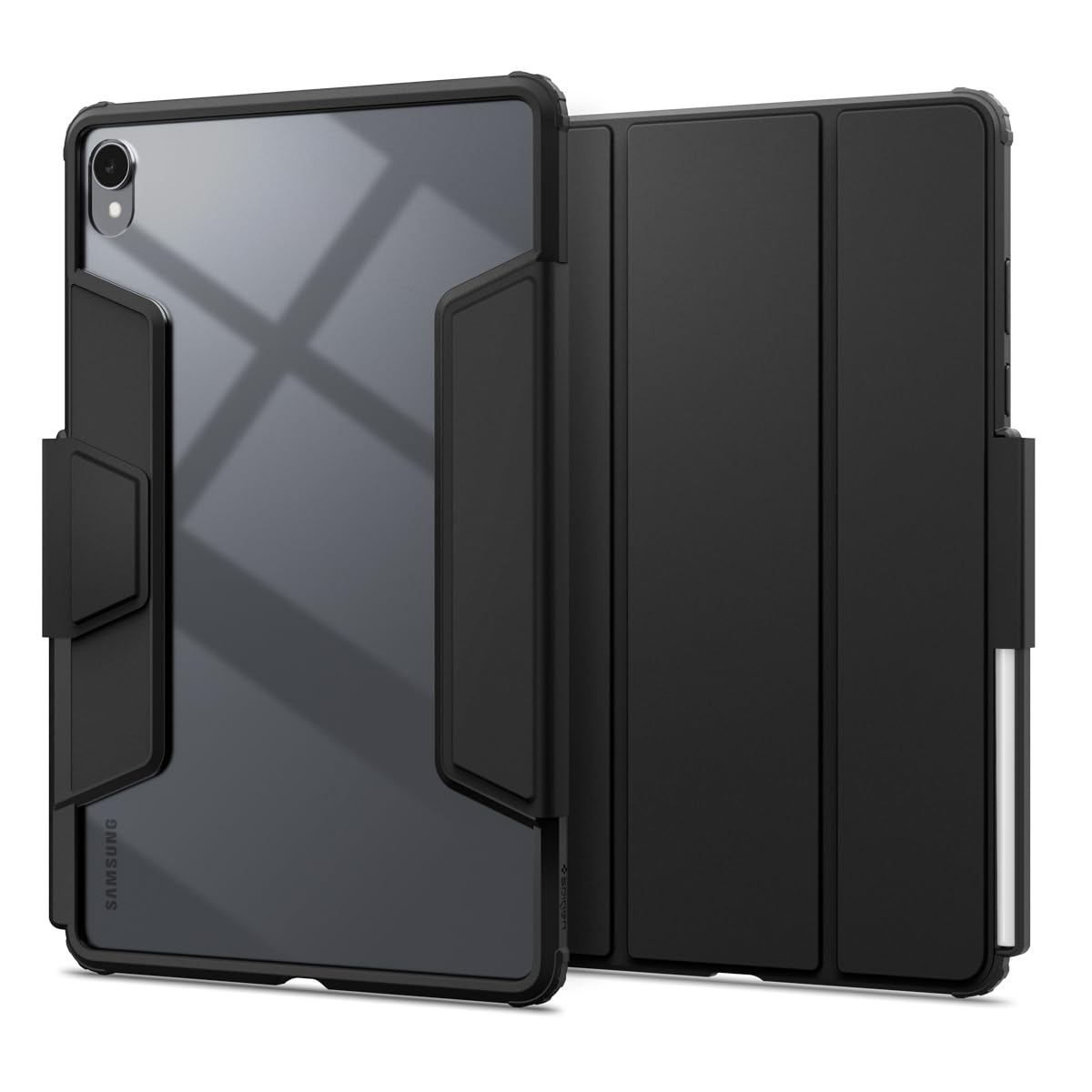 Spigen for Galaxy Tab S11 Case (2025), Air Skin Pro Detachable Magnetic Cover with Clear Transparent Back and Pencil Holder, Black