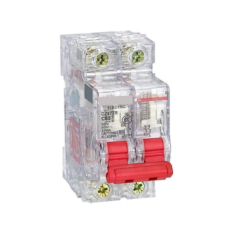 Disjoncteur miniature transparent DZ47TR 2P C63 4.5kA pour protection électrique