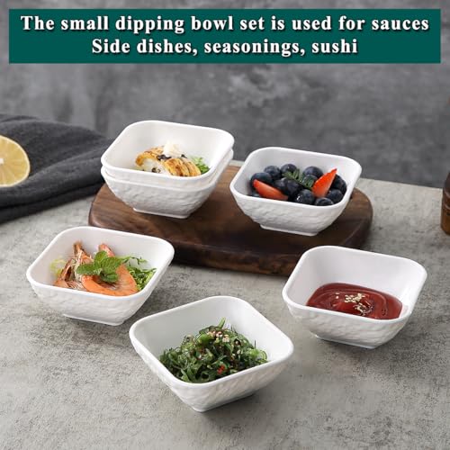 Kyraton Dip Bowls Set 6pcs 6oz, White Plastic Dipping Bowls Soy Sauce Plate for Side Dishes, Condiment Server for Tomato Sauce, Ketchup, Vinegar, BBQ and Party Dinner, Mini Appetizer Plates. - Image 4