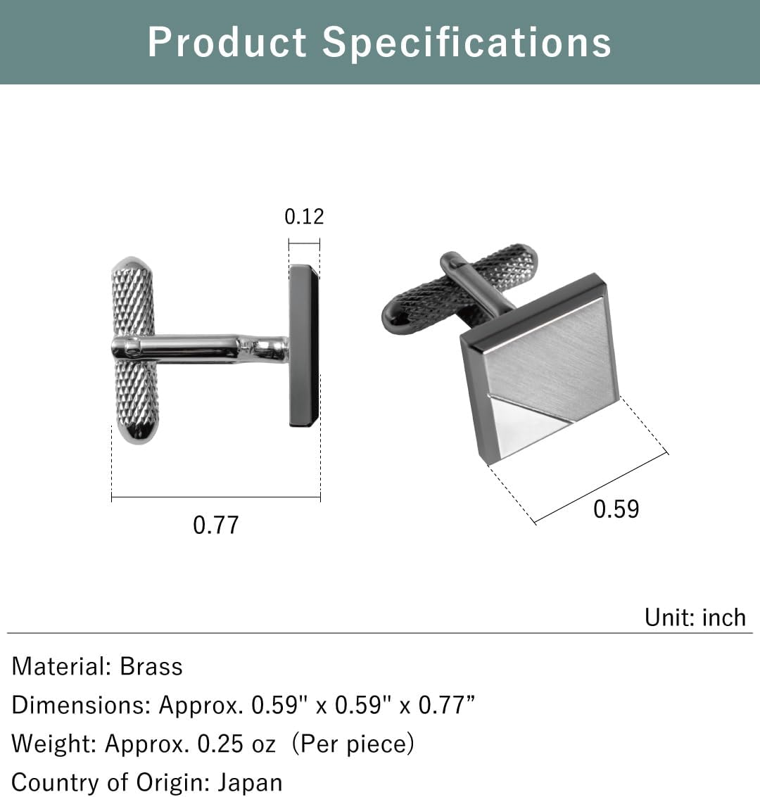 [TAVARAT] Cufflinks for Men cuff links mens 【Made in Japan】 Black Silver Light Gold Tps-197-198