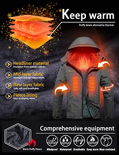 Image of GEMYSE Men's Ski Snow Jacket Warm Winter Waterproof Coat Snowboard Rain Jacket Hooded Windproof Windbreaker