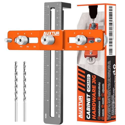 Image of Cabinet Hardware Jig, Adjustable Cabinet Handle Template Tool with Alignment Hole, Punch Locator Drill Guide for Knobs,Handles and Pulls