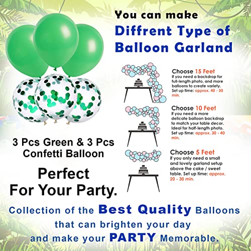 Image of Party Propz Green Balloons For Birthday Decoration - Set of 10 Pcs Green Balloon for Decoration | Star Foil Balloons | Confetii Balloons | Greeen Balloon Decoration Kit (Latex, Foil)