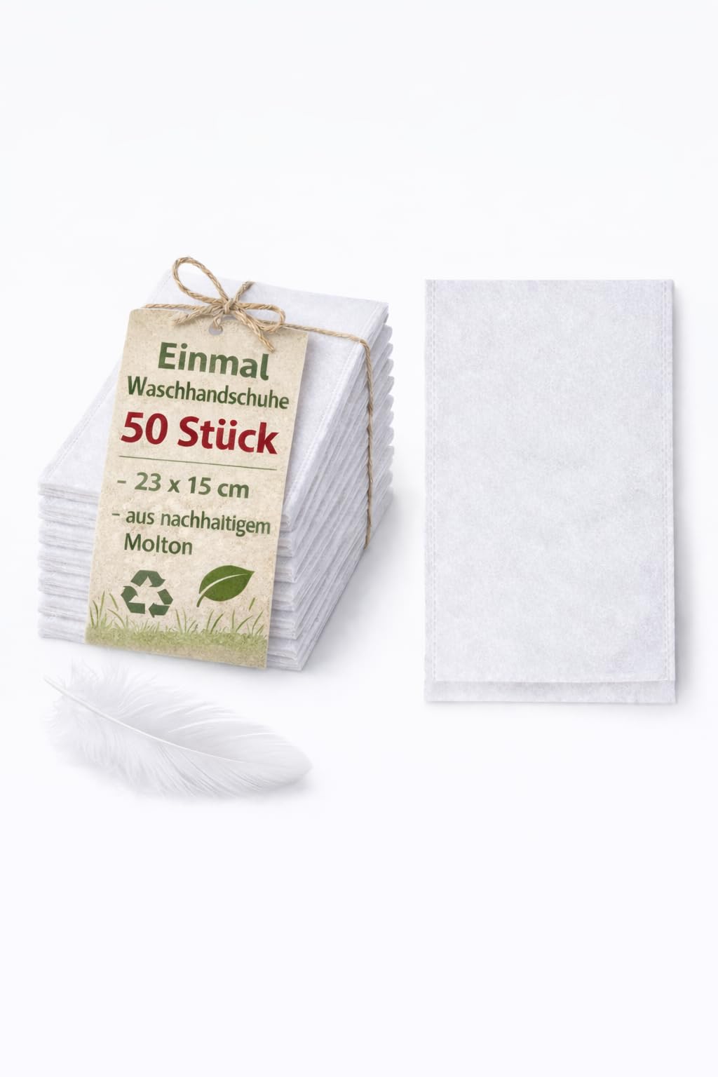 BUXMED 50 Stück Einmal Waschhandschuh 23 x 15 cm Waschlappen aus Molton für Erwachsene und Babys, weich & sanft, Einweg, Einmal Waschhandschuhe, Waschhandschuh Körper, Einmalwaschlappen