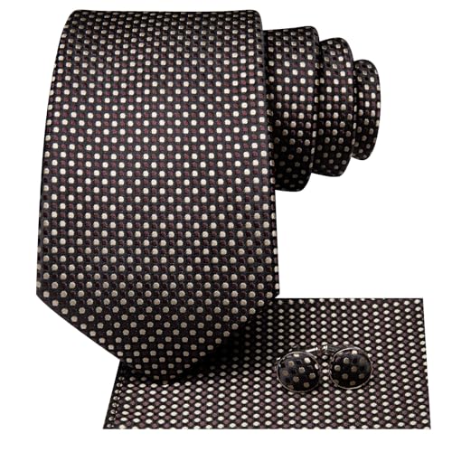Image of Hi-Tie Men 63inches Tie Set Extra Long Necktie Paisley Tie Pocket Suqare Cufflinks Big and Tall Men Tie