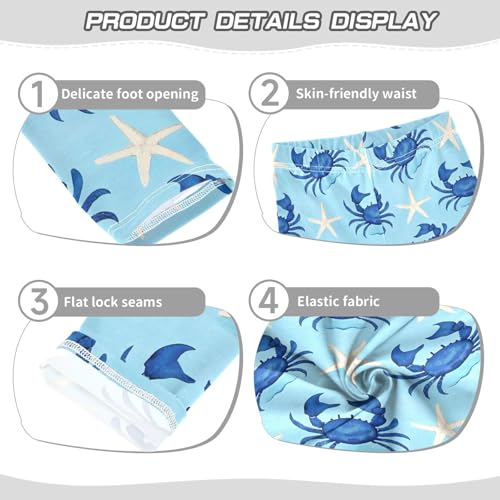 Blue Crab Starfish Girls Leggings Soft Stretch Workout Yoga Dance Pants for Kids Casual Tights3