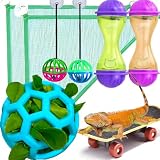 VZqola 8 pcs Breaded Dragon Toys Set Balls Bell Gecko Reptile Feeder Toy Mesh Hammock Lizard Feed Balls Enrichment Toy Habitat Terrarium Tank Accessories Lizard Lounger