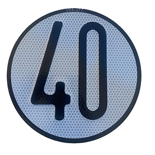Placa Disco de Velocidad 40 Km/h V4 Homologada Vehículos Especiales, Señal velocidad Máxima Permitida 40 km/h, Disco para Vehículos Especiales Límites, 200 mm Diámetro, Reflectante