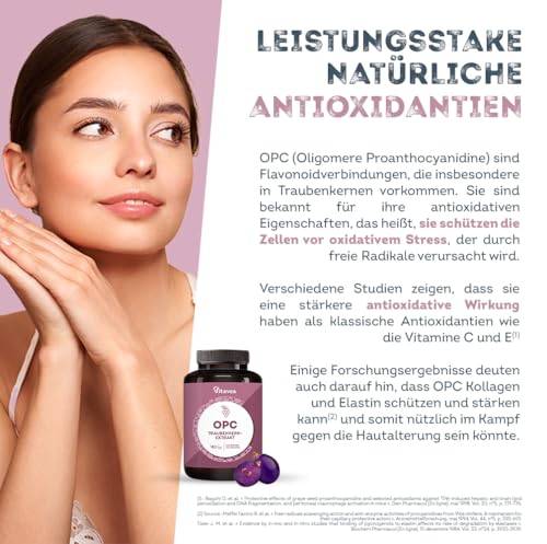 OPC Traubenkernextrakt - Hochdosiert mit 95% reines OPC - Aus französischen Weintrauben - Laborgeprüft (HPLC-Methode), Vegan - 180 Tabletten - Vitavea