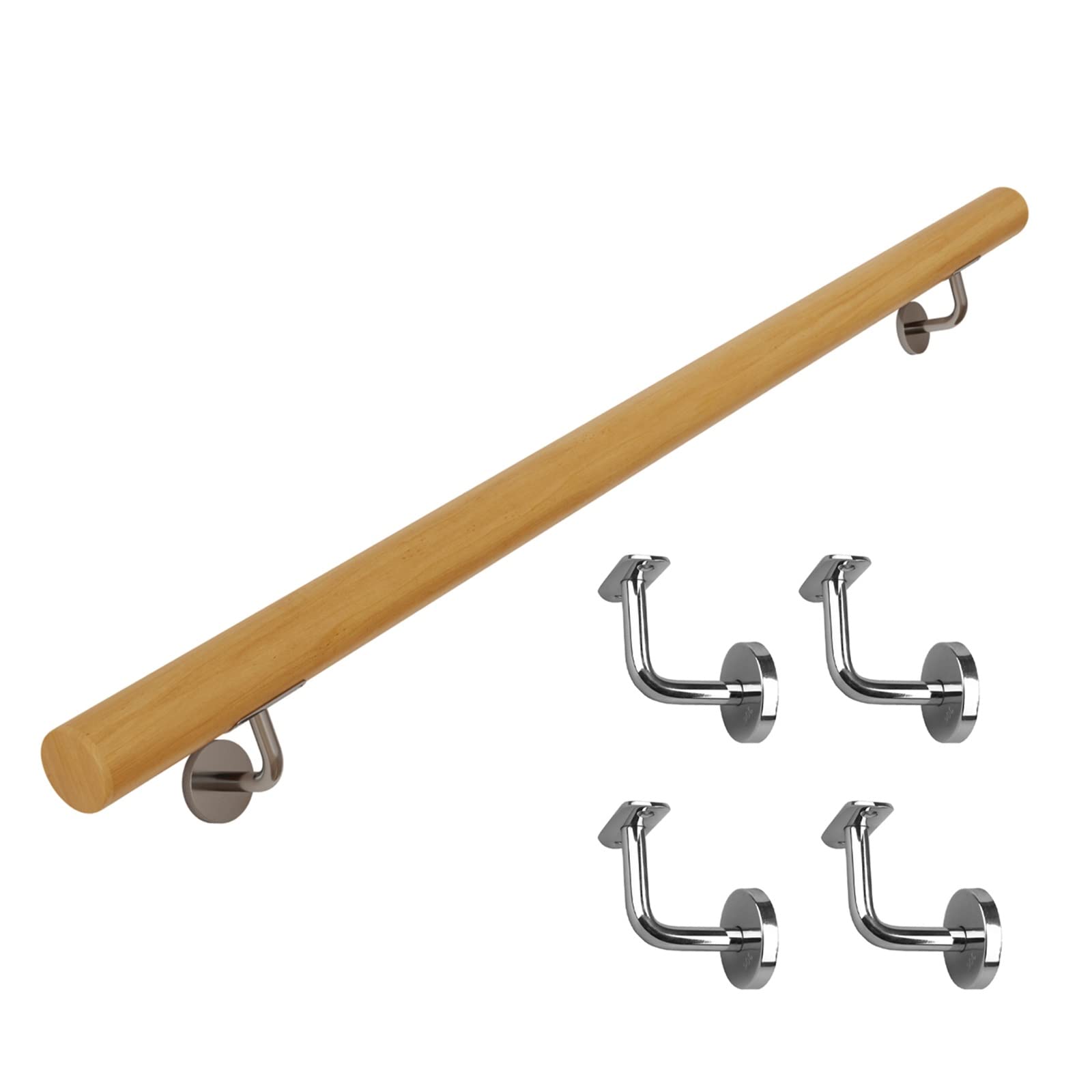 Main courante escalier bois intérieur extérieur avec supports muraux