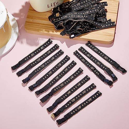 Tigeen 100 Pcs VIP Wristbands Cloth for Events Party VIP Bracelets for Wedding Concert Fair(Black)