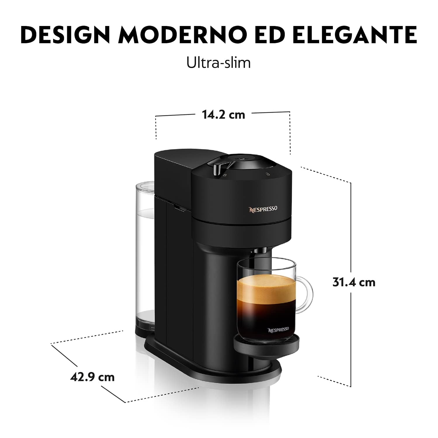 Krups Vertuo Next XN910N Nespresso, Macchina del caffé, 30 secondi di riscaldamento dell’acqua, Spegnimento Automatico, Connettività Bluetooth e Wi-Fi, Nera