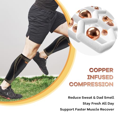 Image of Copper Calf Compression Sleeves for Men Women, Shin Splint Relief, Grip