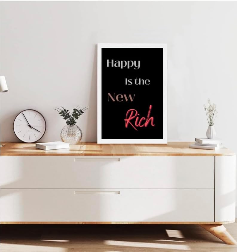 Miniatura 3 de Happy is the New Rich - Arte de pared impreso de 11 x 17 pulgadas, arte de pared motivacional con citas positivas, póster inspirador, decoración de