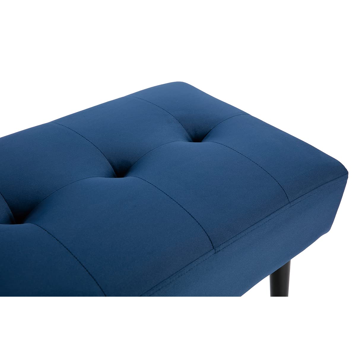 Miliboo Banc Design capitonné en Tissu Velours Bleu Nuit et métal Noir L96 cm GUESTA