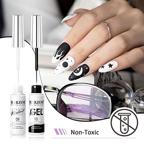 RARJSM Black and White Nail Art Liner Gel Set #TOP19