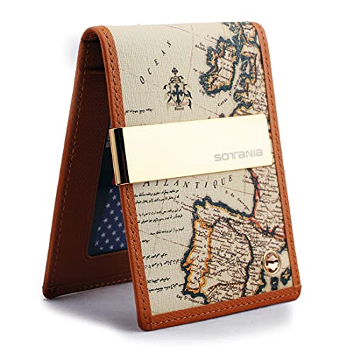 SOTANIA BRAND Slim Genuine Leather Money Clips Mens Wallets slim Front Pocket Card Holder Minimalist Gift for Mens RFID Blocking Gift Box SOTANIA BRAND Slim Genuine Leather Money Clips Mens Wallets slim Front Pocket Card Holder Minimalist Gift for Mens RFID Blocking Gift Box