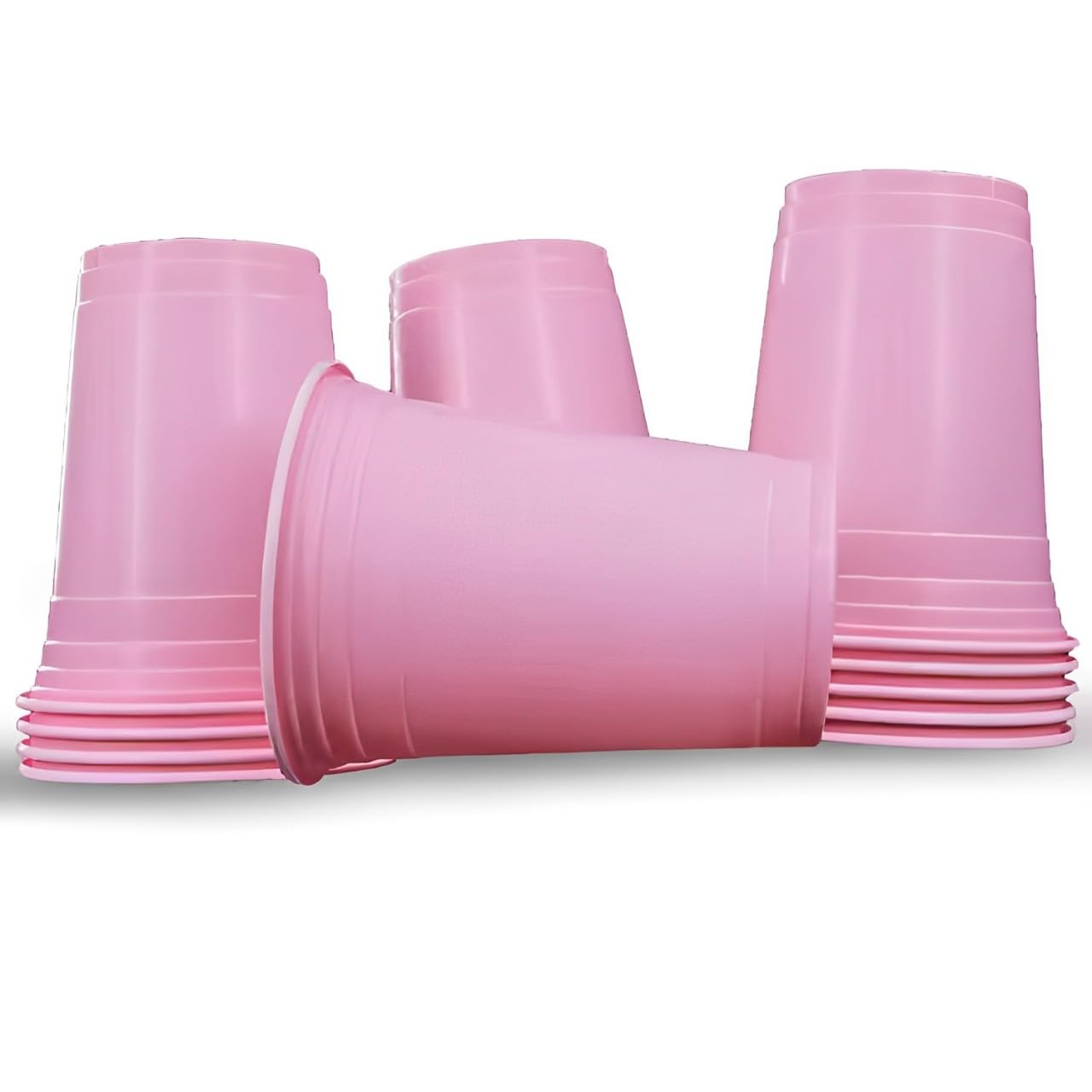 50 Pink Plastic Party Cups | Pack of 50 16oz Disposable Drinking Cups | Valentines | Hen Night | Birthday | American Ping Pong Party Cups