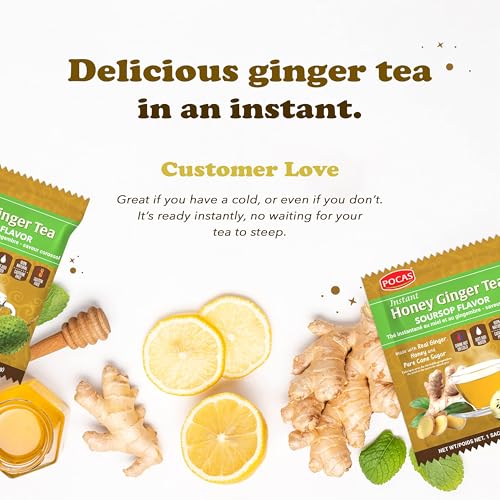 Pocas Honey Ginger Instant Tea Powder, Soursop Flavor, Real Ginger Extract & Sweetener, Caffeine-Free Tea, 20 Packets by Pocas - Image 8