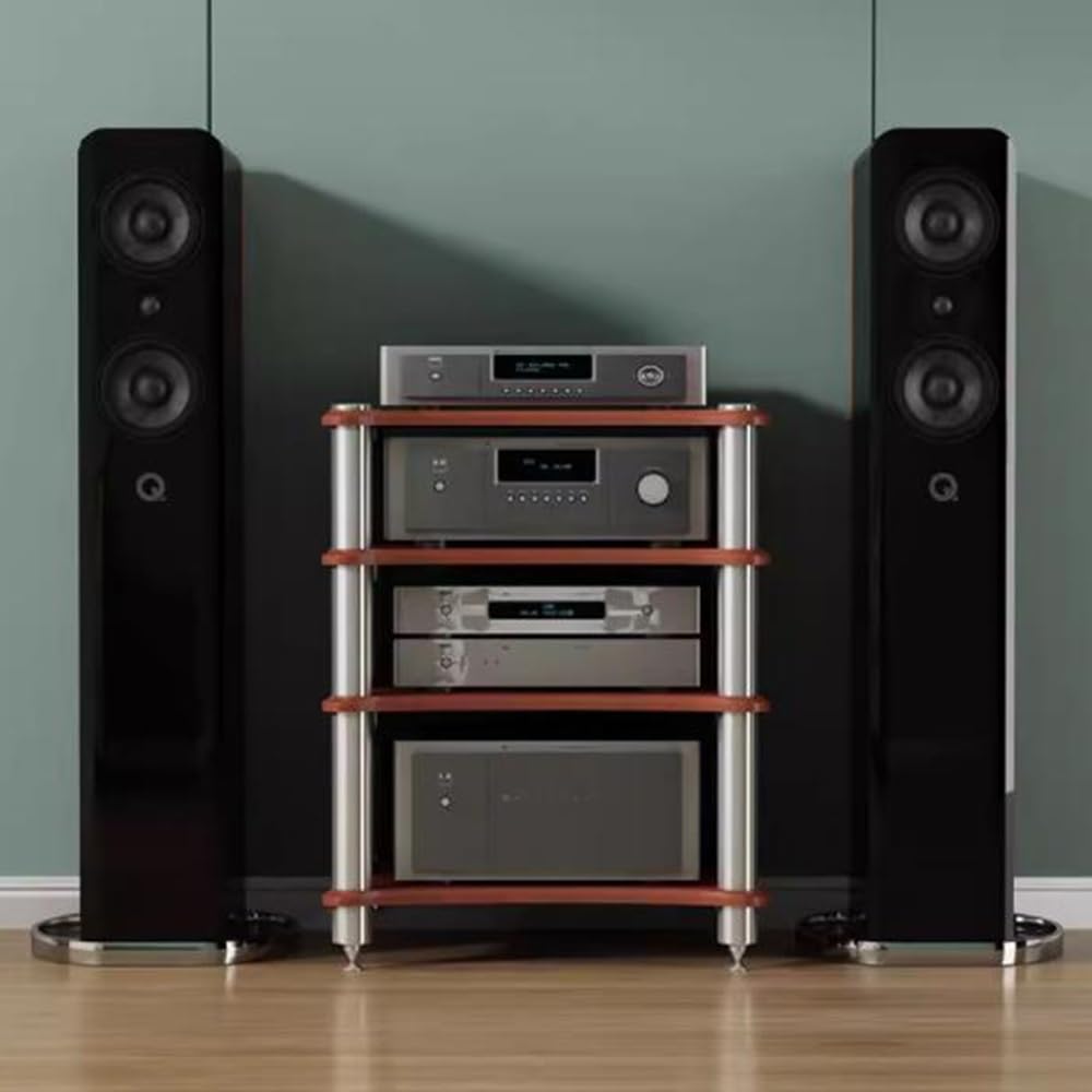 Étagère à 1 niveau pour tourne-disque - Console multimédia - Composants stéréo - Pour matériel audio et vinyle - 10 cm de haut - Noir