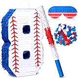 HyDren Baseball Piñata Baseball Party Decorations Number Piñata with Bat, Blindfold and Confetti, 16 Inch Sports Themed Birthday Party Supplies for Celebration Events(Number 8)