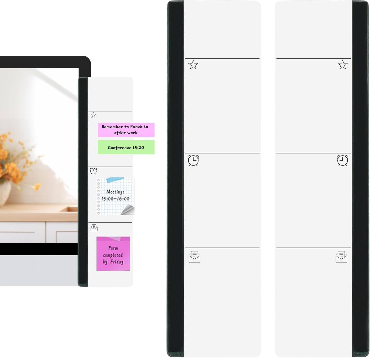 Computer Monitor Memo Board,Transparent Computer Side Panel Memo Office Desk Accessories 2pcs Creative Monitor Side Panel, Message Board Supplies for Women Men Sticky Note Holder Home Desktop Decor