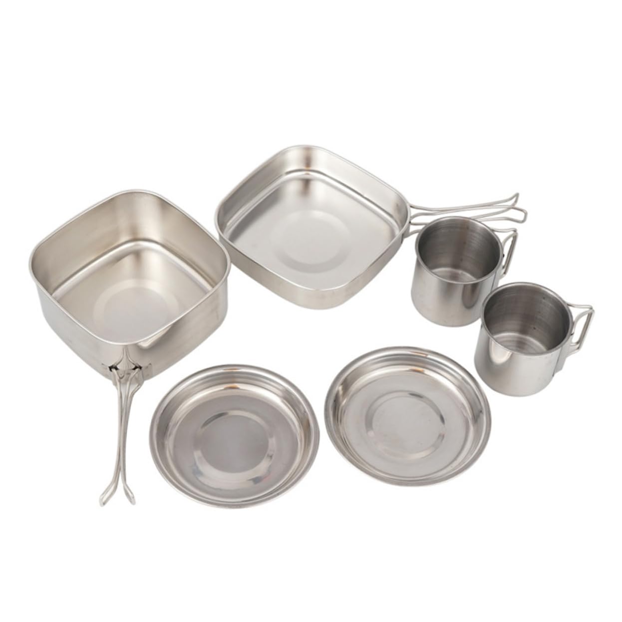 VANZACK Backpacking Cooking Kit Lightweight Stainless Steel Cookware Set Plates Cups Utensils