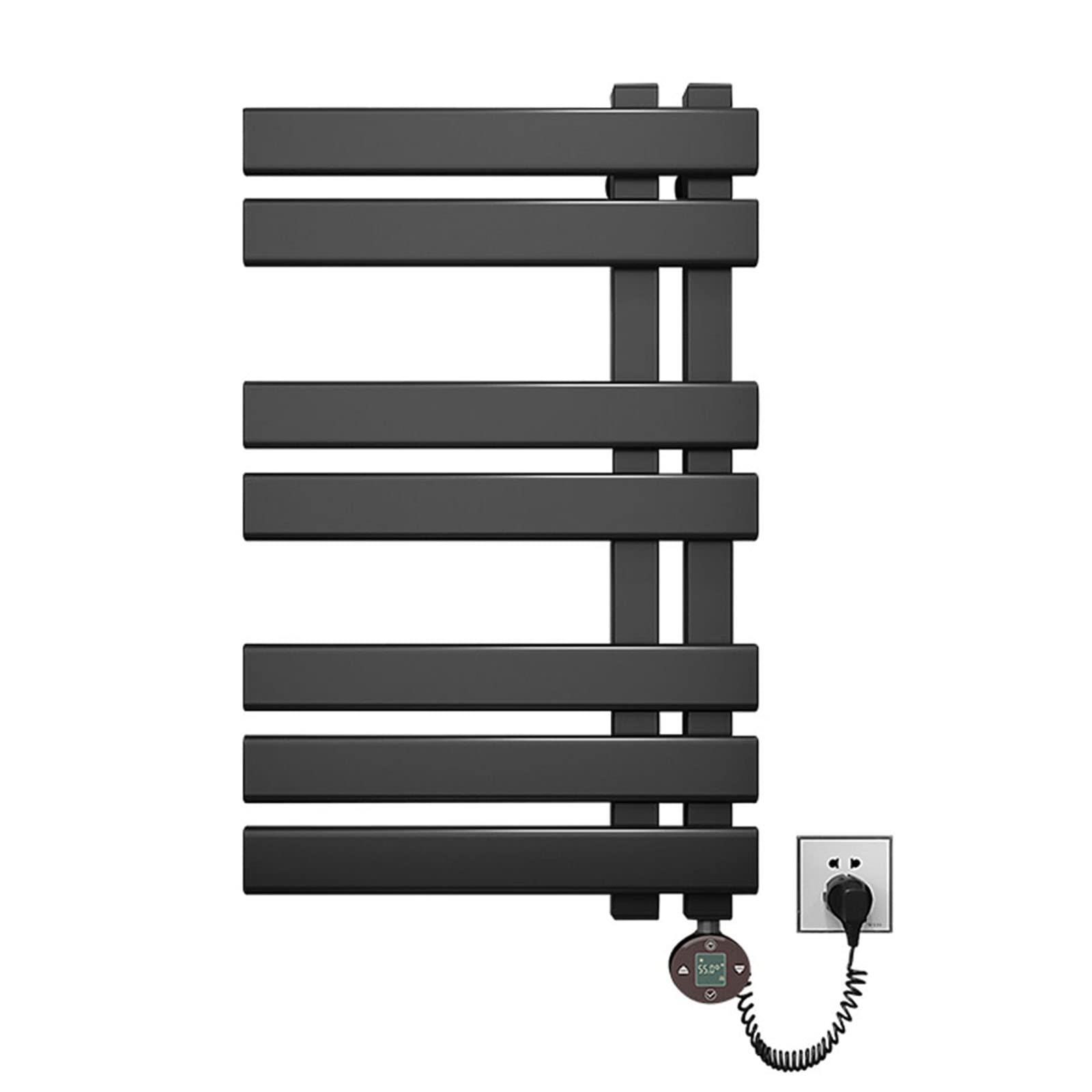Radiador toallero eléctrico de pared en aluminio negro de 180W