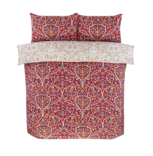 Parure de lit réversible en microfibre douce et infroissable rouge rubis