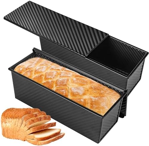 2-Pack Black 13inch Pullman Loaf Pan with Lid, Premium Non-Stick Coating Bread Pan, PFTE and PFOA-Free, Safe and Healthy Baking for Homemade Bread with Family-sized - Thumbnail 2