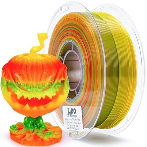 ZIRO Multicolor 3D Printer Filament, Translucent PLA Filament 1.75mm, Multicolor Rainbow PLA Filament, 1KG/2.2lb, Crystal Nectar