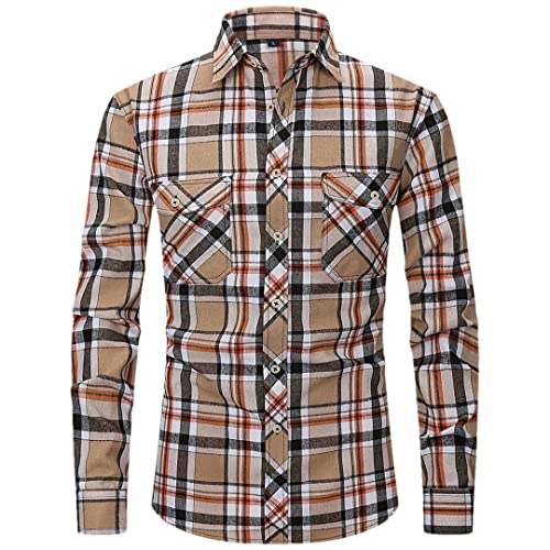 Chemise décontractée à carreaux pour homme modèle M515 marron taille XL