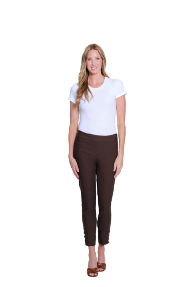 SLIM-SATION Womens Pull-on Ankle Pant with Real Front and Back Pockets and Ring Hem Vents