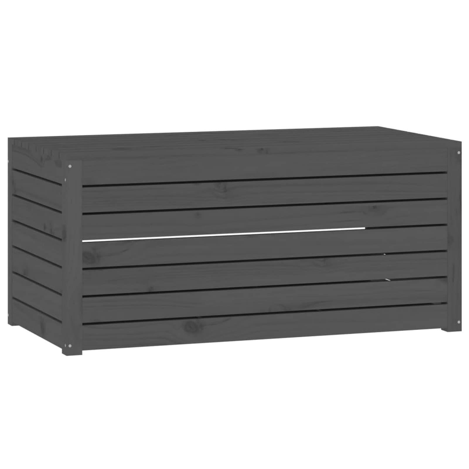 Homgoday Caja de jardín gris 101 x 50,5 x 46,5 cm madera maciza de pino, muebles, baúles y baúles para exteriores, porta herramientas de jardín, puf de exterior, baúl de exterior