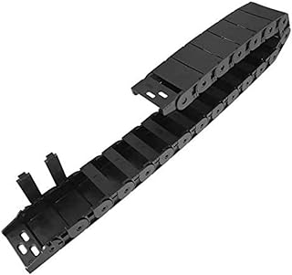 Black Plastic Cable Wire Carrier Drag Chain 1M Length for CNC, with End Connectors - Semi Enclosed Type (Inner Side openable) Bending Radius: R38 18mm x 50mm(Inner H x Inner W)
