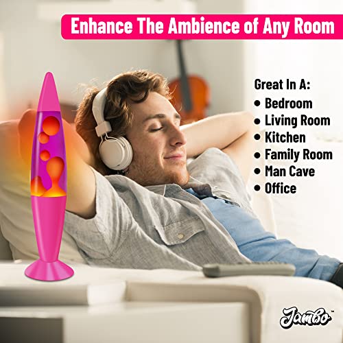 Jambo 16-Inch Liquid Lamp With Wax That Flows Like Lava, Cool Lamps, Relaxing And Entertaining, Nightlights Night Lights For Kids, Adults, Teens (16", Pink Base, Purple Liquid, Yellow Wax)… #TOP3