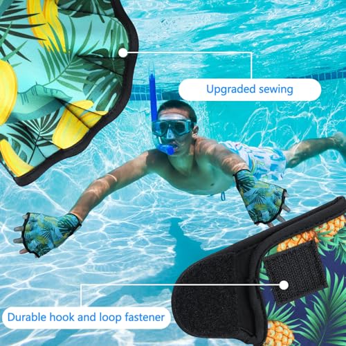image for Honoson 2 Pairs Swimming Gloves Women Water Aerobics Gloves Aquatic Fi