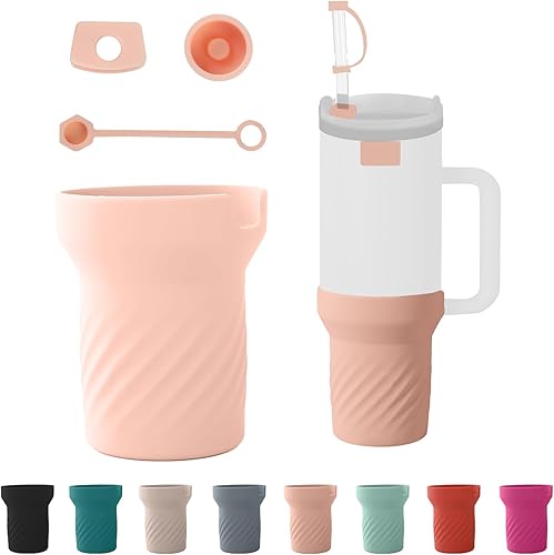 Juego de tapones a prueba de derrames y funda de silicona para vaso Stanley Quencher H2.0 FlowState de 40 onzas, incluye 1 funda para botas, 1 tapa