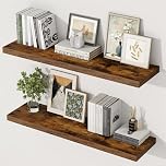 29.5cm Deep Floating Shelves for Wall, 90cm Floating Wall Shelves, Long Wooden Wall Mounted Shelving, Vintage Brown Storage Shelves for Kitchen, Bathroom, Living Room & Bedroom Organizer, Set of 2