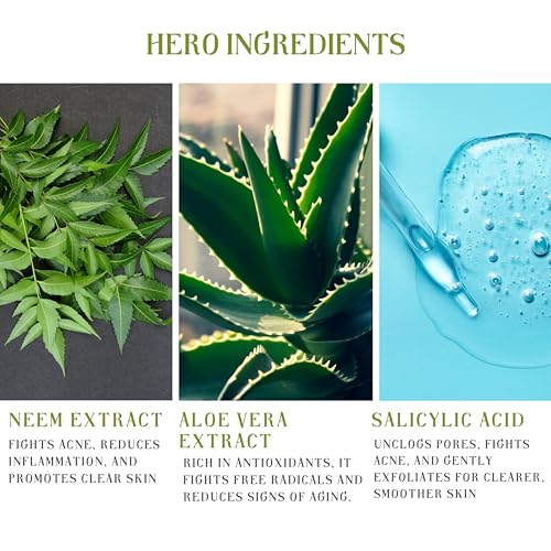 Image of Anti Acne Face Wash with Neem, Aloe Vera, Green Tea Extract & Tea Tree Oil | Gentle Oil Control & Pimple Removal | Natural Cleanser for Acne-Prone Skin, For Men & Women- 100ml (Pack of 4)