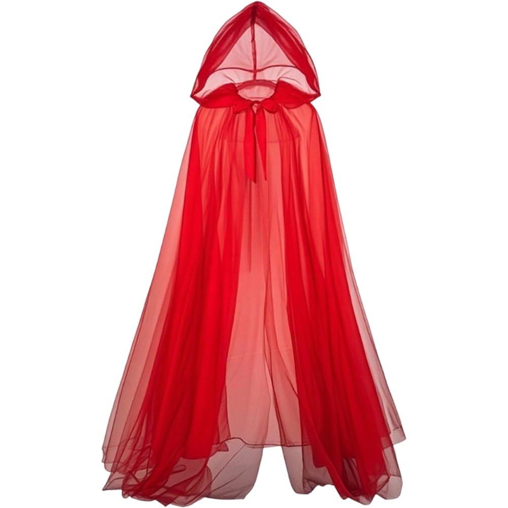 Cape longue à capuche en tulle transparent soirée Halloween